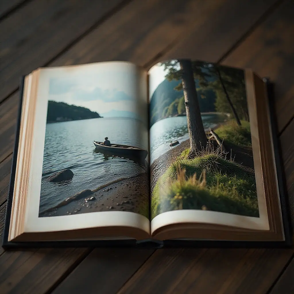 Detaljert bilde av fotoalbum med kvalitetstrykk